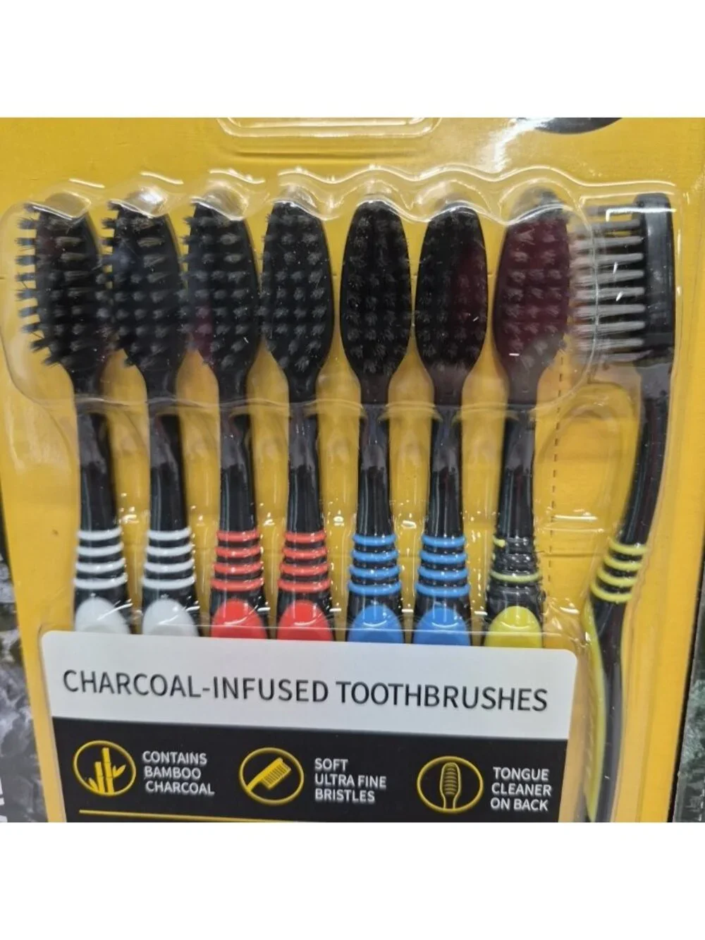Lot Of 2~Charcoal Infused Toothbrushes Soft Bristles Pack of 8 - Picture 3 of 6